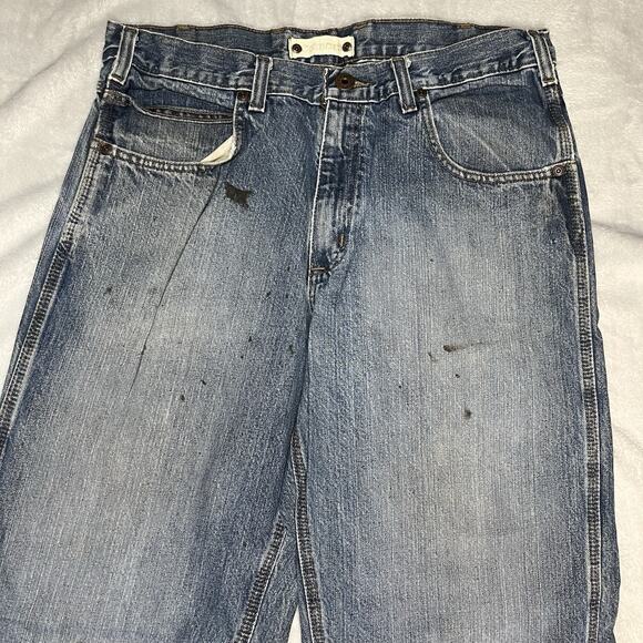 Carhartt Grunge Workwear Skater Baggy Blue Jeans 34x32 VTG Y2K Thrashed B189DKV - Picture 5 of 16